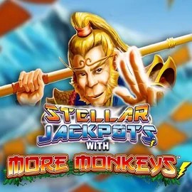 Stellar Jackpots with More Monkeys slot logo by Lightning Box Game at Night Luck Casino