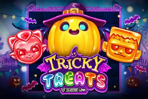 Tricky Treats slot logo by Push Gaming at Night Luck Casino